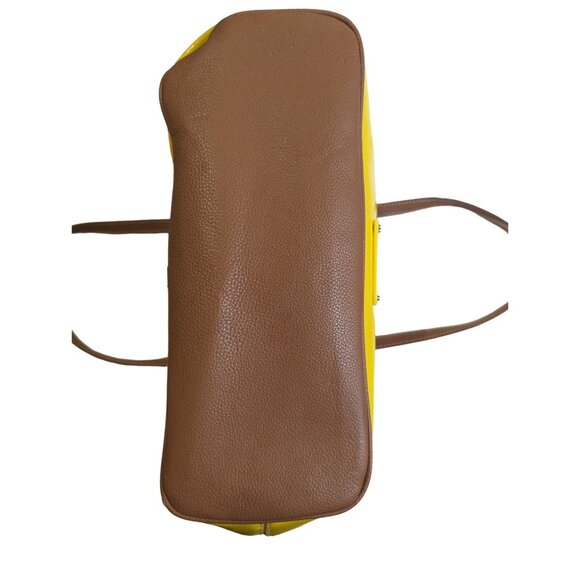 Nine West Yellow Tote Bag With Geometric Striped Pattern Faux Leather Colorful - Picture 9 of 10